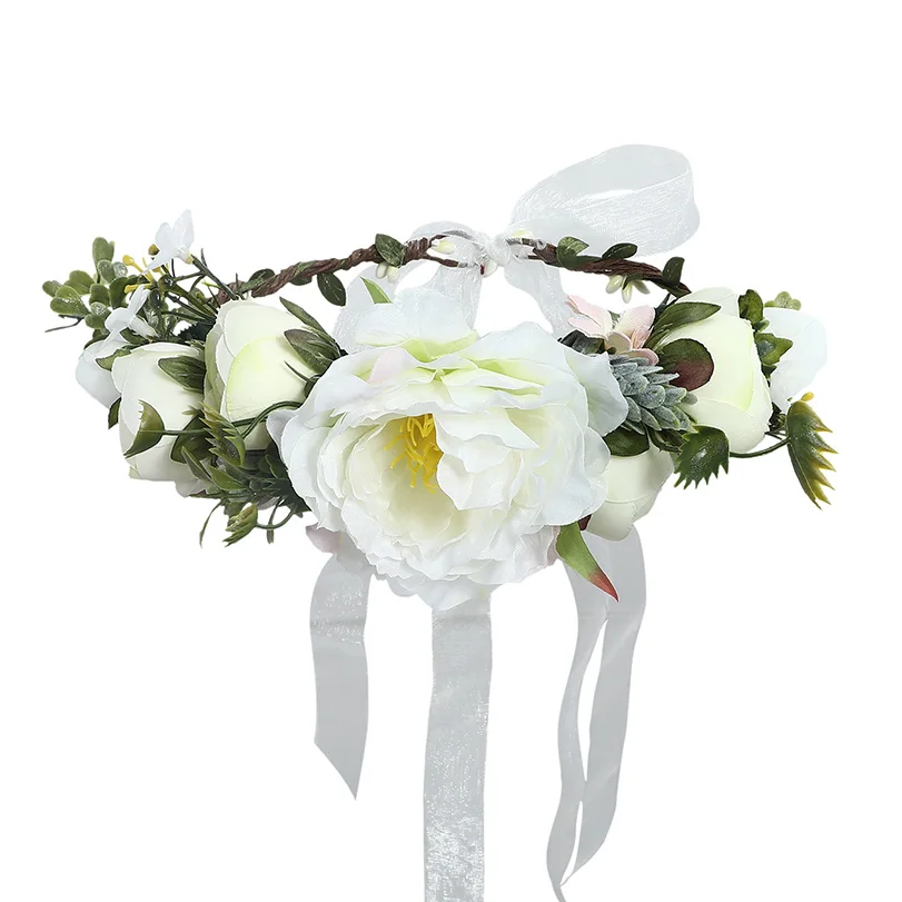 LEVAO, Цветочная повязка на голову, свадебное украшение для волос, ткань, Цветочная свадебная корона, аксессуары для волос, ободки, цветочный венок на голову - Цвет: 9021e