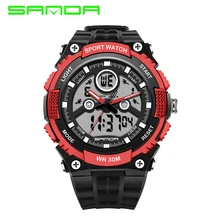 SANDA Топ брендовые уличные мужские спортивные часы светодиодный цифровой водонепроницаемый наручные часы с будильником и календарем модные повседневные кварцевые часы