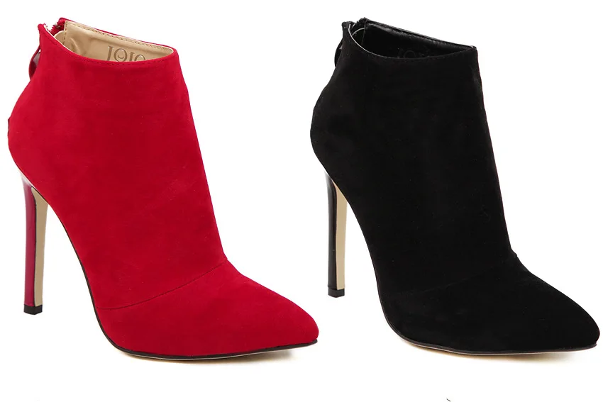 SLYXSH/Новинка года; однотонные черные женские туфли с острым носком на высоком каблуке-шпильке; женские ботинки; женская обувь; Цвет Красный