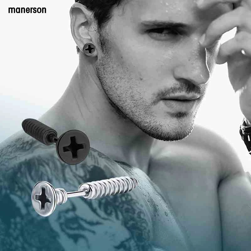 

Punk Stainless Steel Earrings for Men Women Retro Stud Earrings Male Female Faith Vintage Hiphop Jewelry