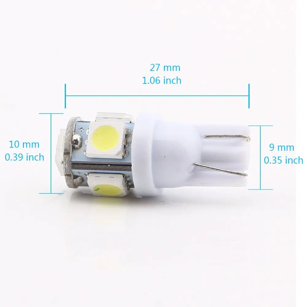 500 шт. светодиодные лампы для чтения T10 194 168 W5W 12 в 5050 5 SMD 5LED s|Сигнальная лампа| |