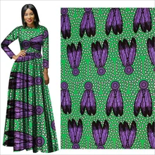 Me-dusa Новое зеленое перо африканская восковая штамповка ткань хлопок Hollandais воск платье костюм Ткань 6 ярдов/шт Высокое качество