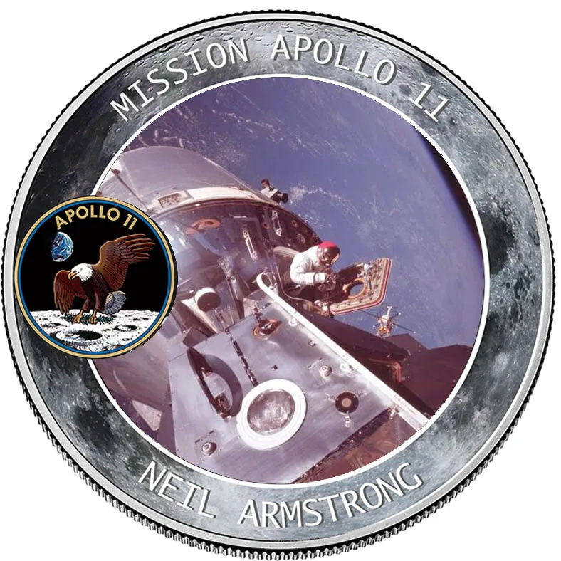Аполлон 50-летия памятная монета космонавты США на Луне следа коллекционные монеты Li - Цвет: B