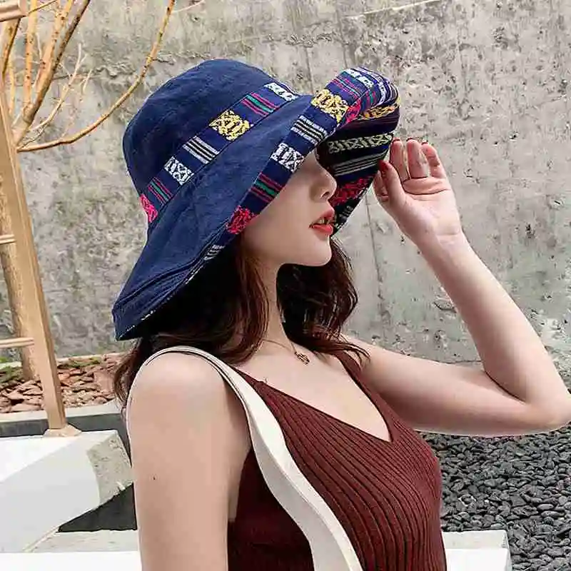 MYZOPER Мода 2019 г. Новый Многоцветный в полоску Двусторонняя Fisherman'S Hat повседневное лето прилив Складная Женская кепки шапочка для бассейна