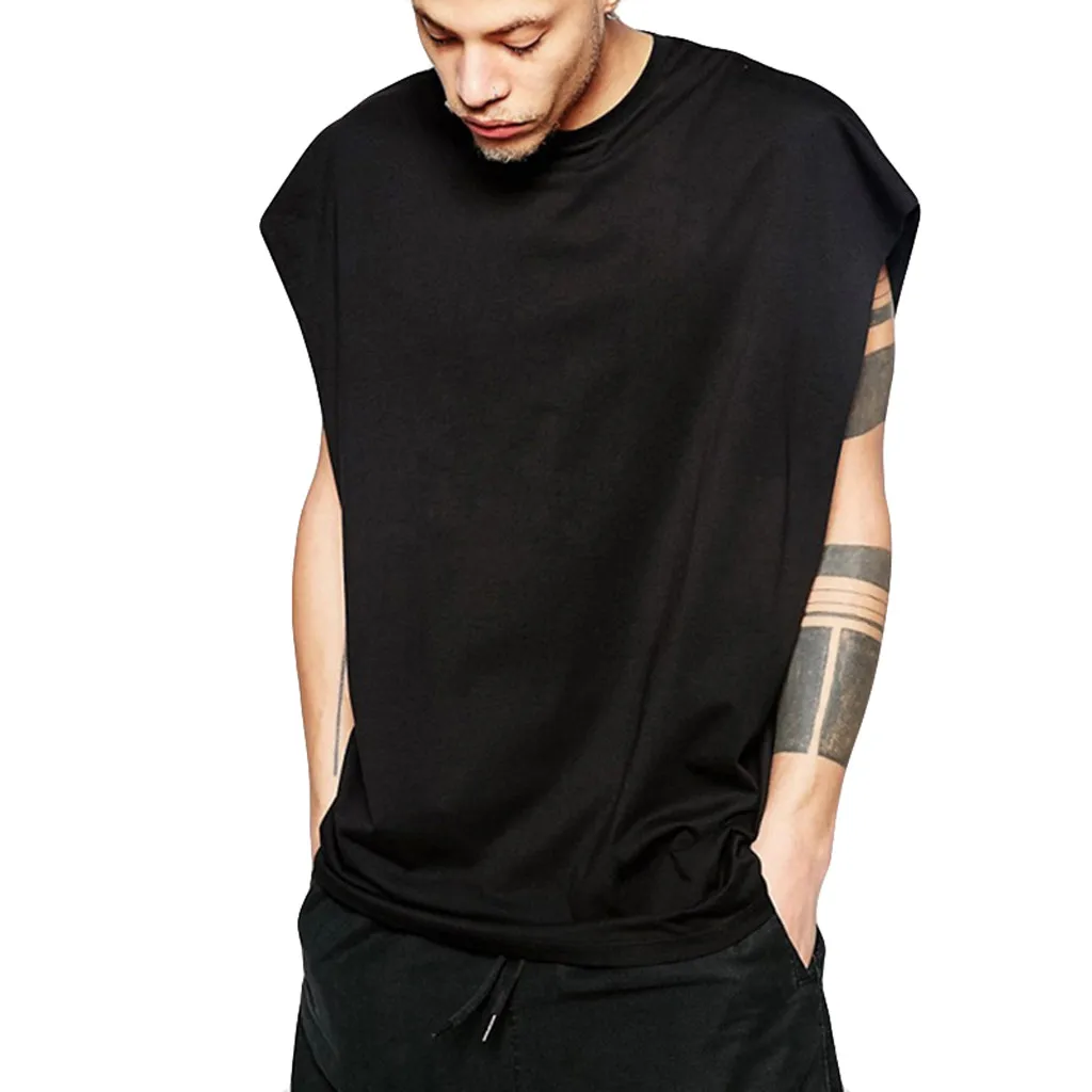 

sleeveless Men's T-Shirt Tops high quality Men Summer Fashion Casual Pure Color T-shirt Top Blouse d90411