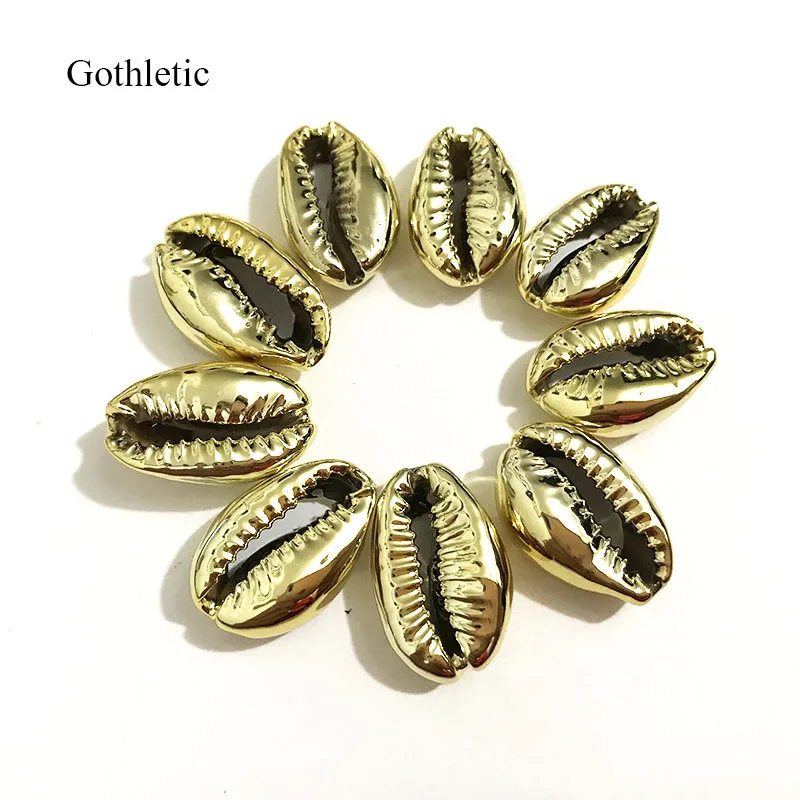 

Gothletic 15pcs/lot BeSilver/Gold/Hematite Color Natural Puka Cowrie Shells Loose Beads DIY for Jewelry Making Accessories