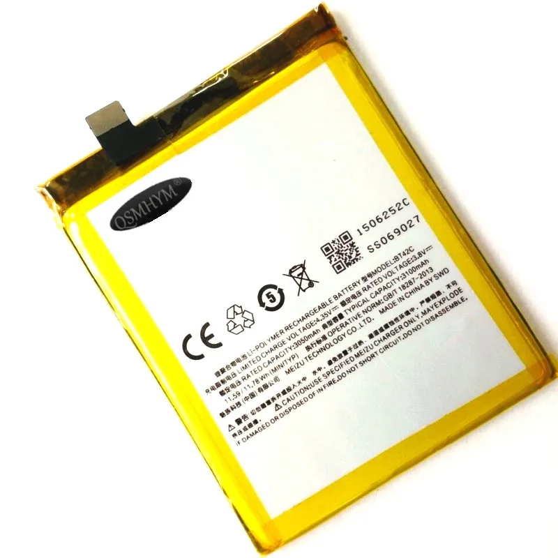 

QSMHYM Brand New BT42C 3100mAh 3.8V Battery For Meizu No Blue M2 Note 2