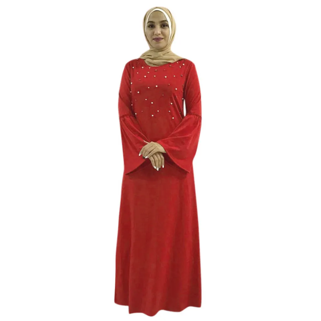 CHAMSGEND мусульманских Женское платье элегантный арабских Леди Летняя одежда белье с длинным рукавом плюс Размеры стильных девушек вечерние