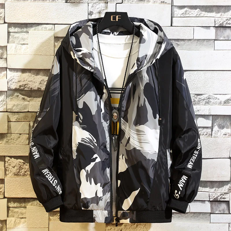 

2019 Fashion Hooded Jackets Men Patchwork Color Black Pullover Jacket Fashion Tracksuit Coat Men Hip Hop Streetwear Jacket Men