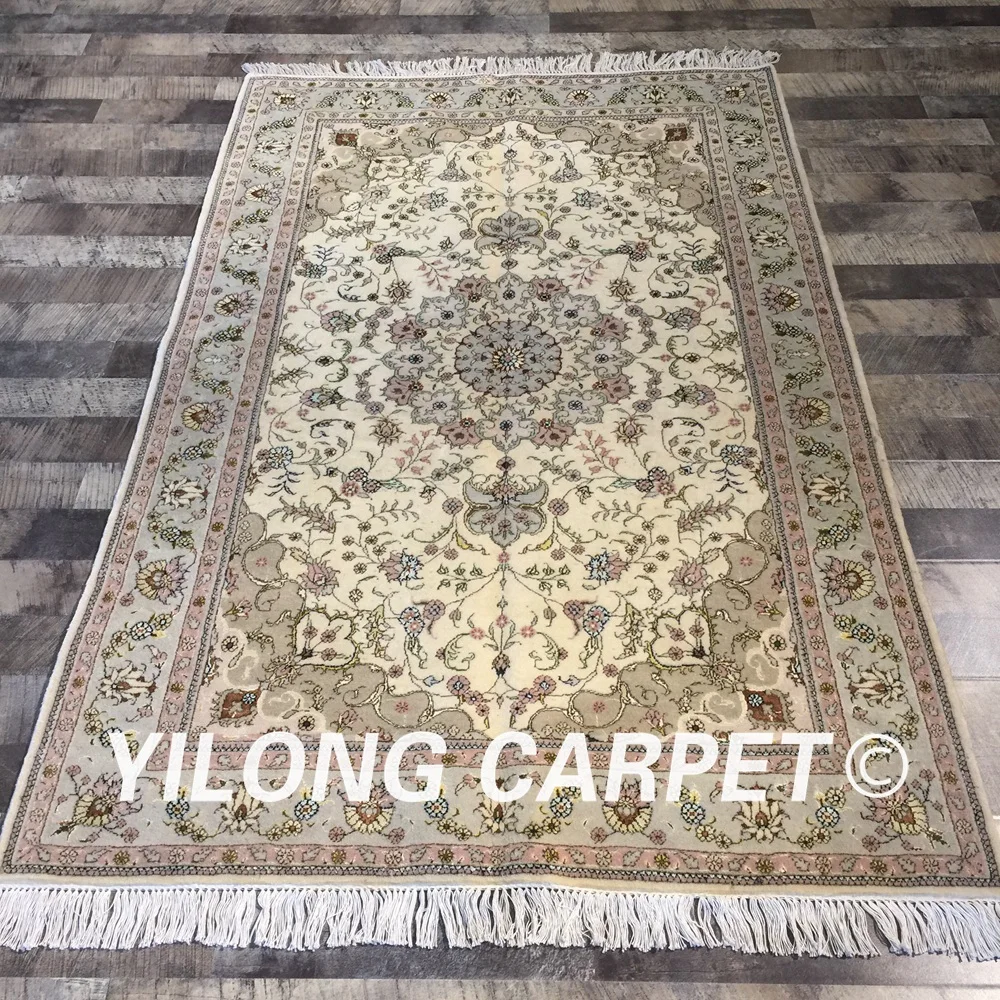 Yilong 4'x6' персидский ручной работы шерсть шелк Восточная семейная комната традиционный ковёр из шелка и шерсти(WY2074S4x6