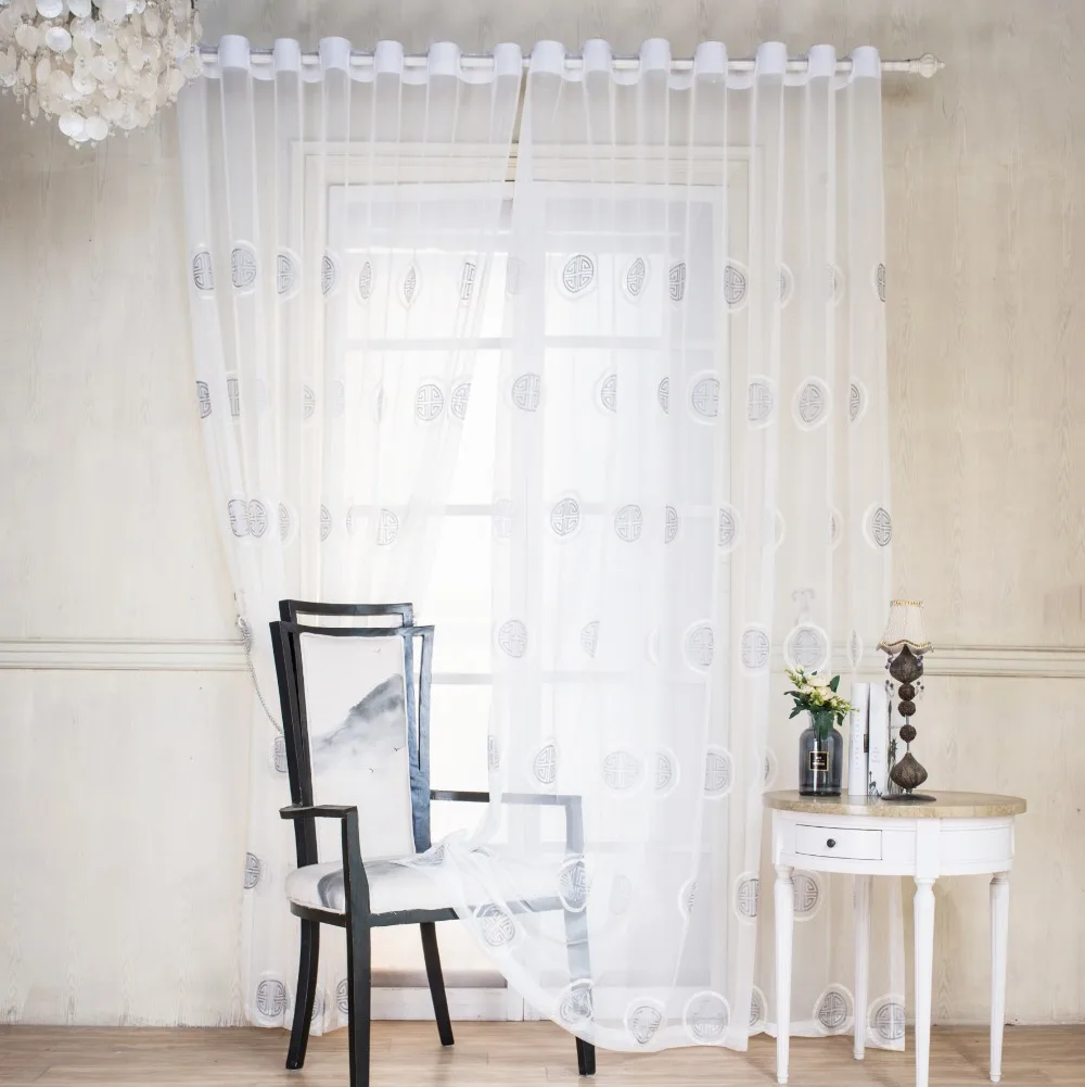 

2018 New Europe Style Design Embroidery pattern high quality Curtain Tulle Fabrics for Bedroom Window