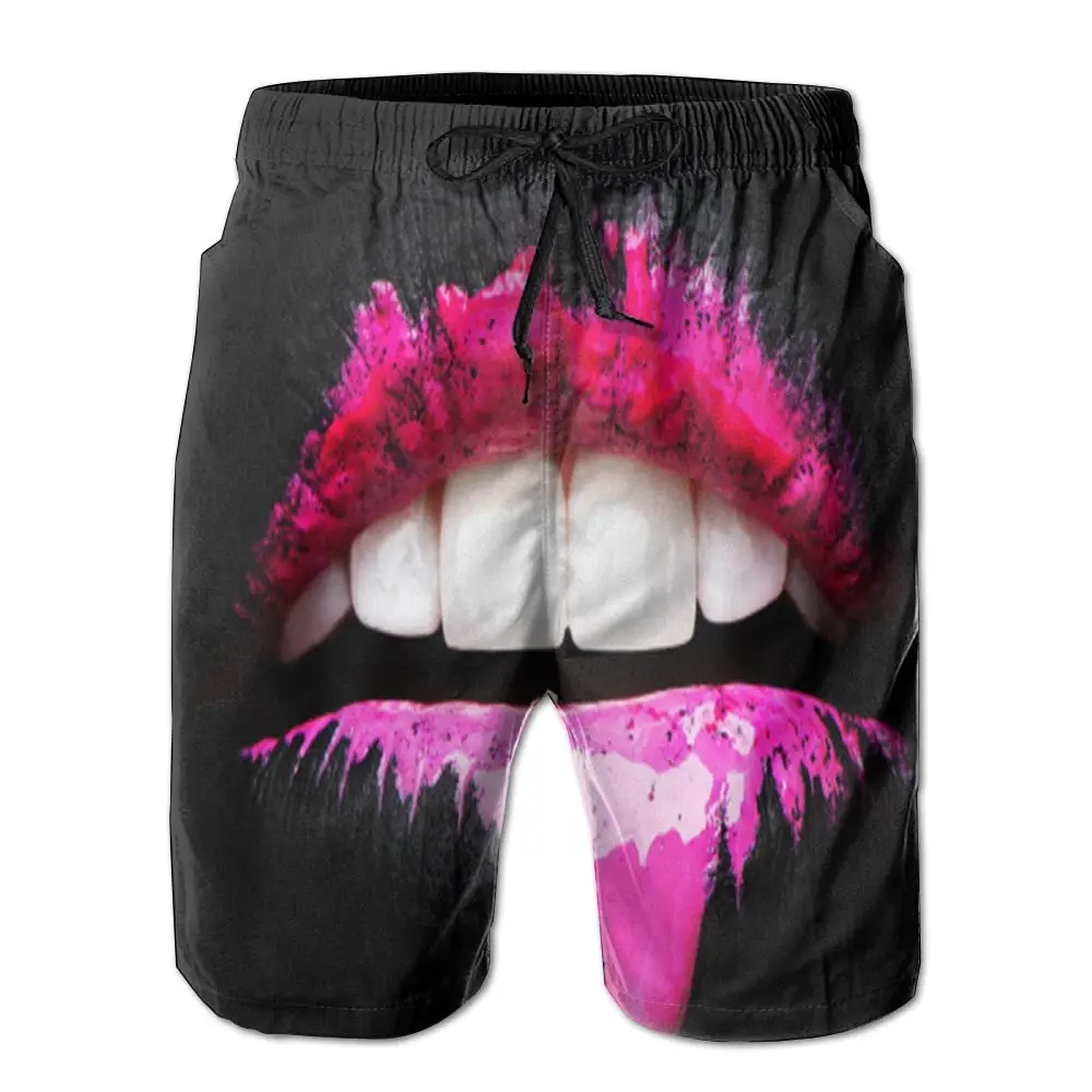 SAMCUSTOM мужские быстросохнущие ультра легкая дышащая домашние шорты для отдыха Сексуальные Губы 3D пляжные шорты с принтом
