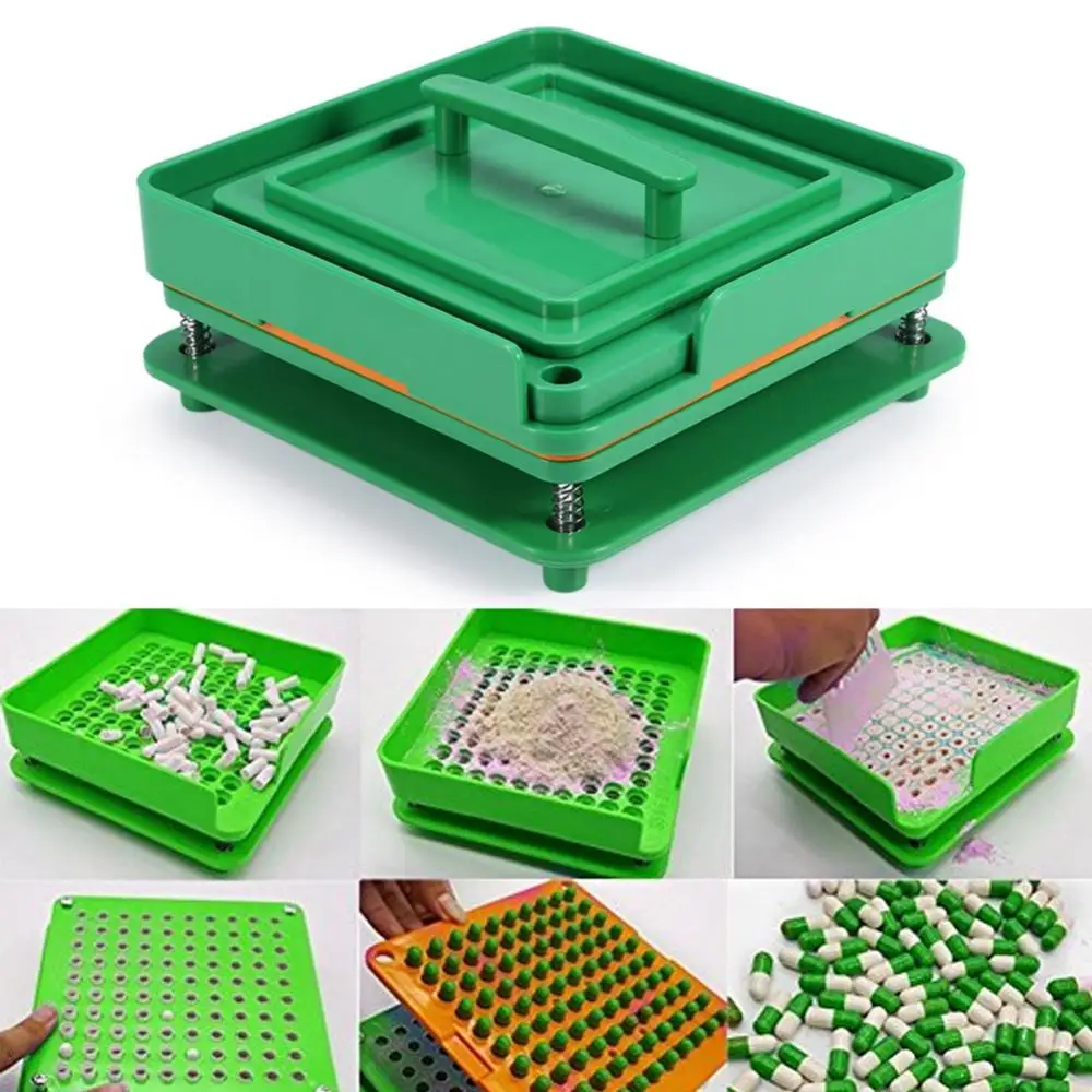 

Professional Pill Box 100 Holes Capsule Powder Maker 00# Pharmaceutical Filler Plate Manual Filling Capsules Machine Tool