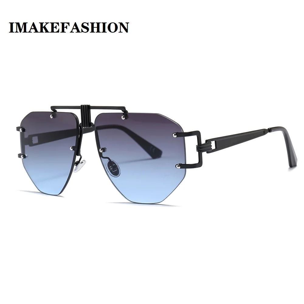 

IMAKEFASHION GRADIENT SUNGLASSES IRREGULAR CUT REMLESS SUN GALSSES MEN AND WOMEN FASHION EYEWEAR JWW1903