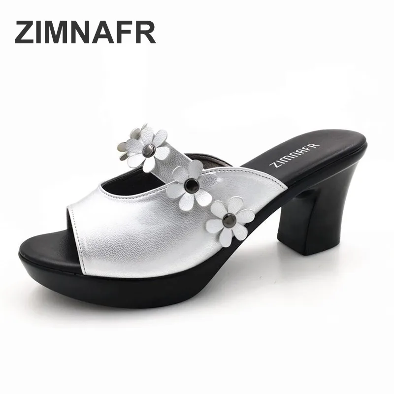 

ZIMNAFR BRAND NEW WOMEN SLIPPERS FLOWER ELEGANT SNADALS WOMEN FASHION HIGH HEEL SANDALS WOMEN PLUS SIZE SHOES