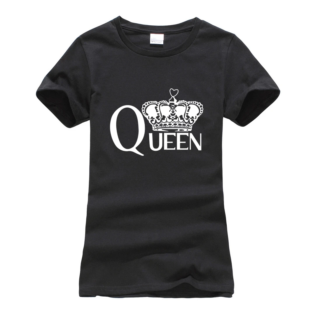 Модная футболка с принтом королевы, для фитнеса, harajuku, брендовая, женская, повседневная, хлопковая футболка для девушек, женская одежда, футболка, kawaii, топ, футболка - Цвет: black