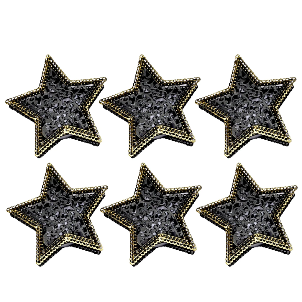 6Pcs 3D Hollow Iron Star Moroccan Mood Tea Light Candlestick Candle Holder Home Shop Bar Cafe Party Garden Lantern