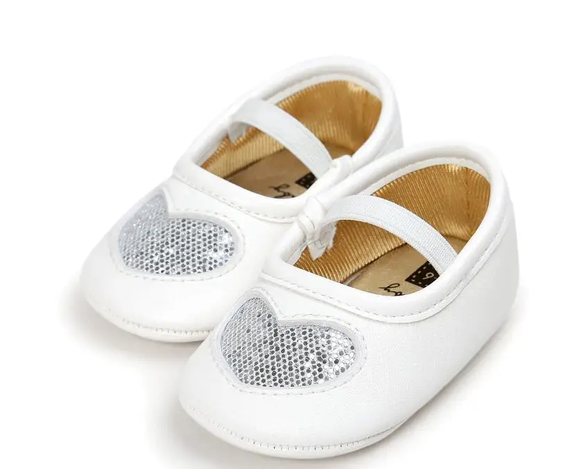 Детская обувь для маленьких девочек «любящее сердце» туфли принцессы Детские расшитые пайетками, для вечеринок; удобные туфли - Цвет: Серебристый