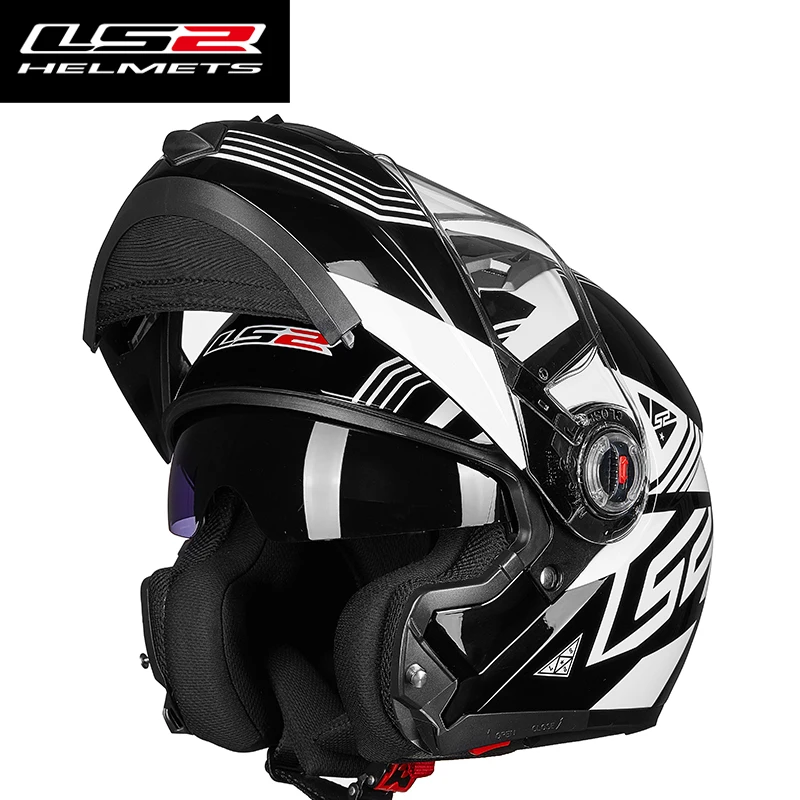 

Hot Sale LS2 FF370 men flip up motorcycle helmet with inner sunny shield modular moto cruise automotive accessories helmets