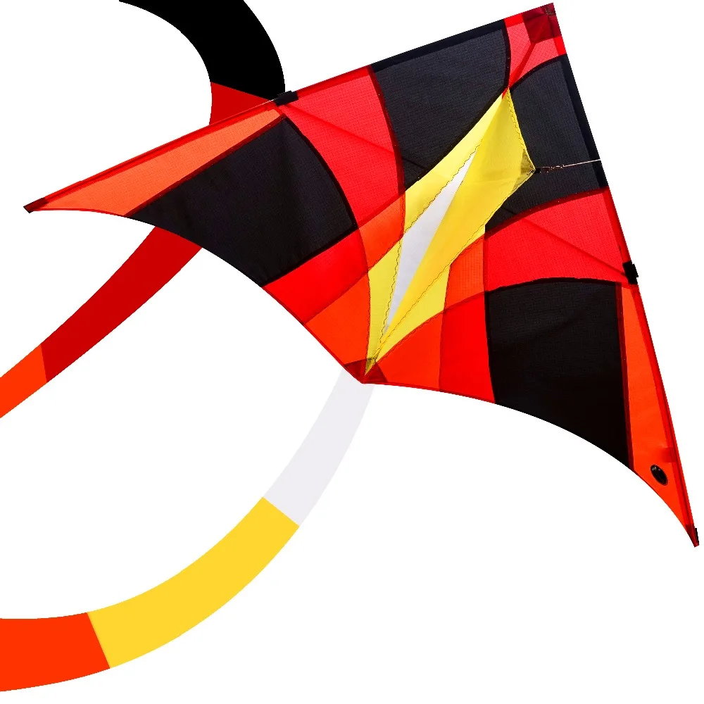 Red Firebird Single Line Delta Kite with Tail Easy to Fly for Adults