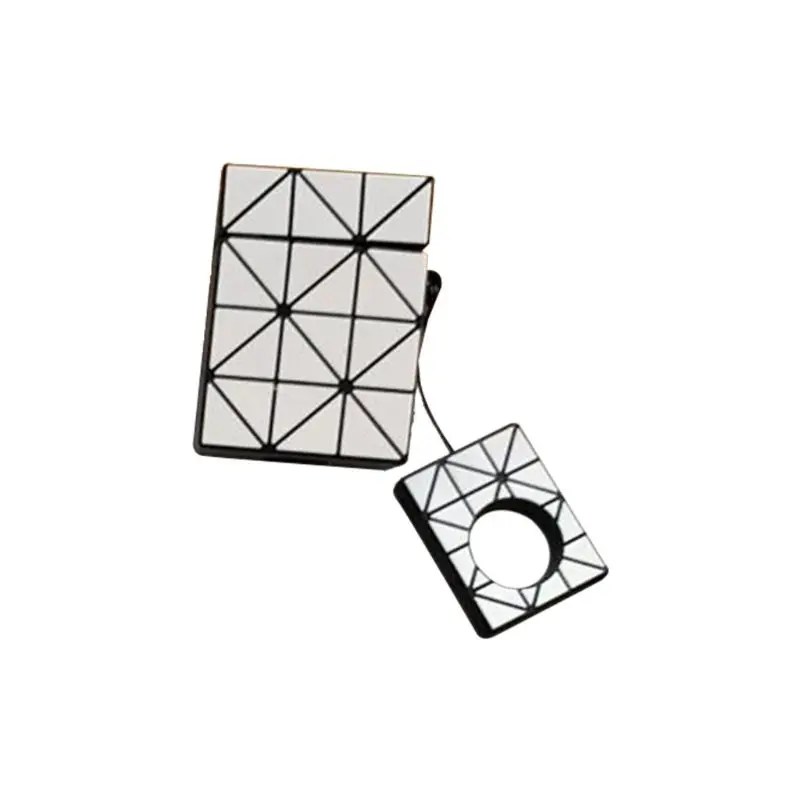 

Geometric Box Pattern Shockproof Soft Silicone Protective Cover Case Skin with Lanyard for Airpods 1/2 Charging Box Accessories