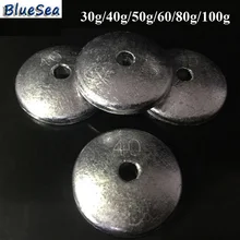 BlueSea 5 шт./пакет 30 г/40 г/50 г/60 г/80 г/100 г плоское круглое рыболовное грузило весовое кольцо грузило для рыбалки карпа