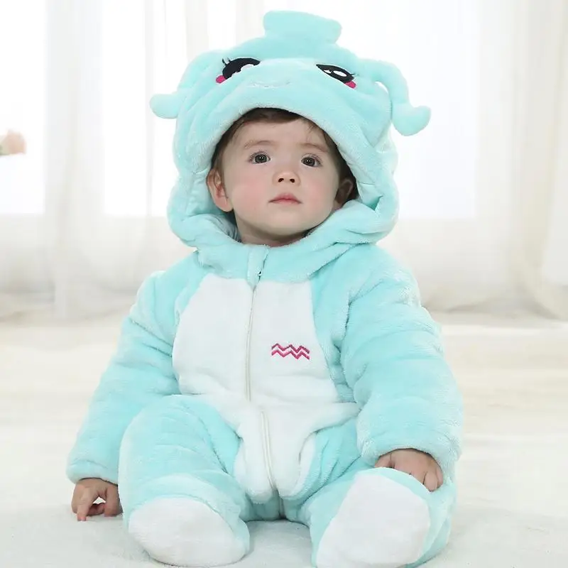 Christmas Jumpsuit Baby Romper Blue Fleece Baby Boy Costumes For 0 23 Months Unisex Baby Clothes