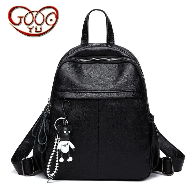 

Ladies modern high quality PU leather shoulder bag Korean version of the new bear hanging student travel bags