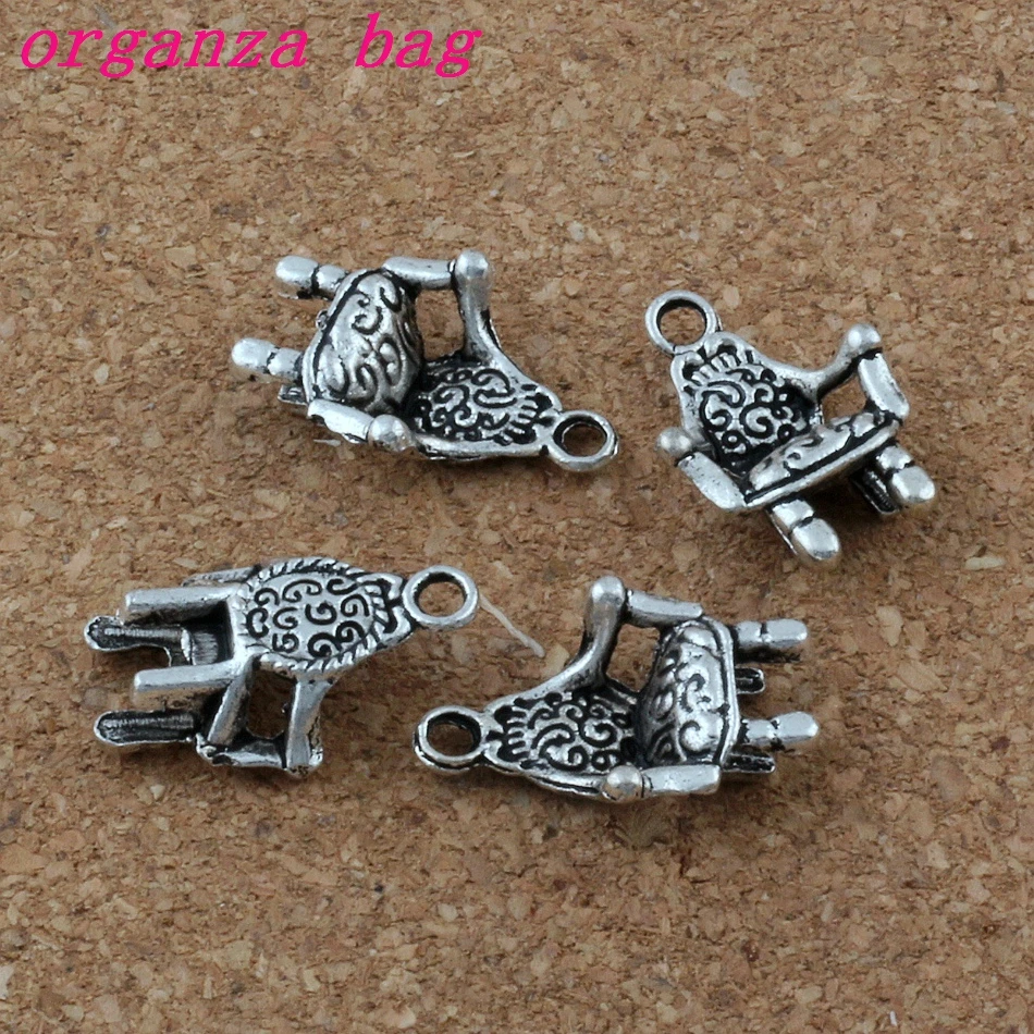 100pcs/lot 3D Chair Sofa Charm Pendants 100Pcs/lot Hot sell Antique Silver Jewelry DIY 13.5x20X5mm A-181