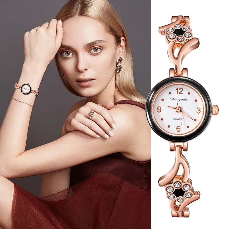 

Women's Watch 2020 Rose Gold Women Wristwatch Luxury Rhinestone Designer Ladies Watch Women Bracelet Female clock reloj mujer