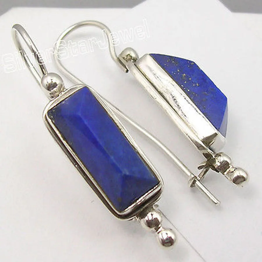 

Chanti International Pure Silver Classic NAVY BLUE LAPIS LAZULI PYRAMID Ethnic Earrings 3.9 CM Variation