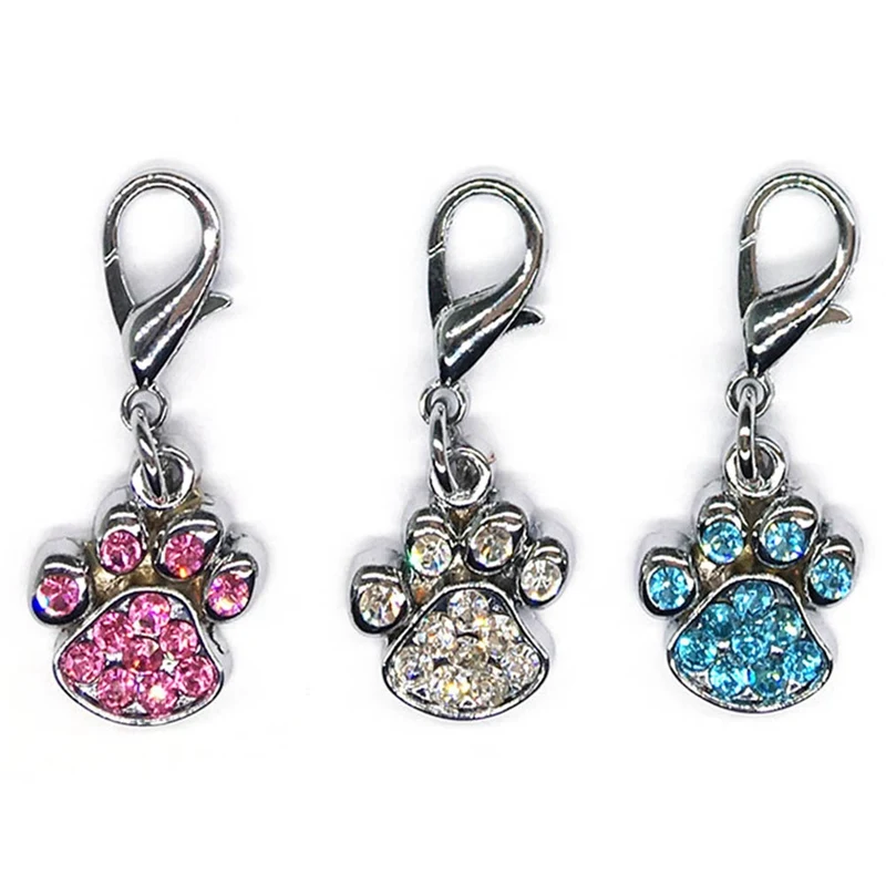 

Pet Dog Collar Accessories Personalized Cat Puppy ID Tag Rhinestone Crystal Name Tags Pendant Anti-lost