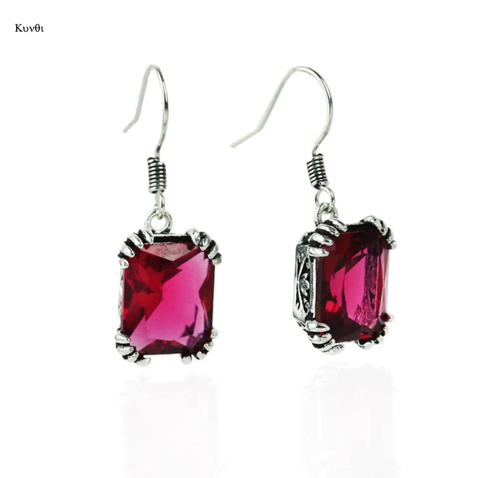 

Vintage Silver Hook Dangle Cut Big Square Crystal Long Drop Earrings for Women Fashion Wedding Party Jewelry Gifts 6 Colors