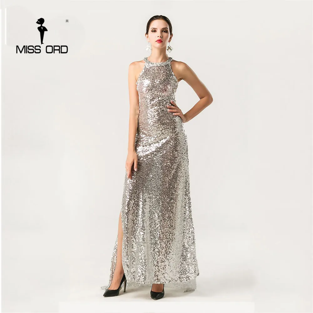 

Free Shipping Missord Fashion 2019 Sexy O-neck sleeveless maxi sequin dress FT4393