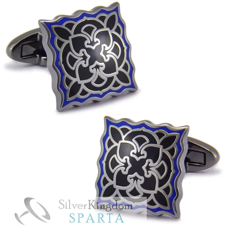 

Black blossom enamel Tungsten gold Electroplated cufflinks High quality metal men's Cuff Links