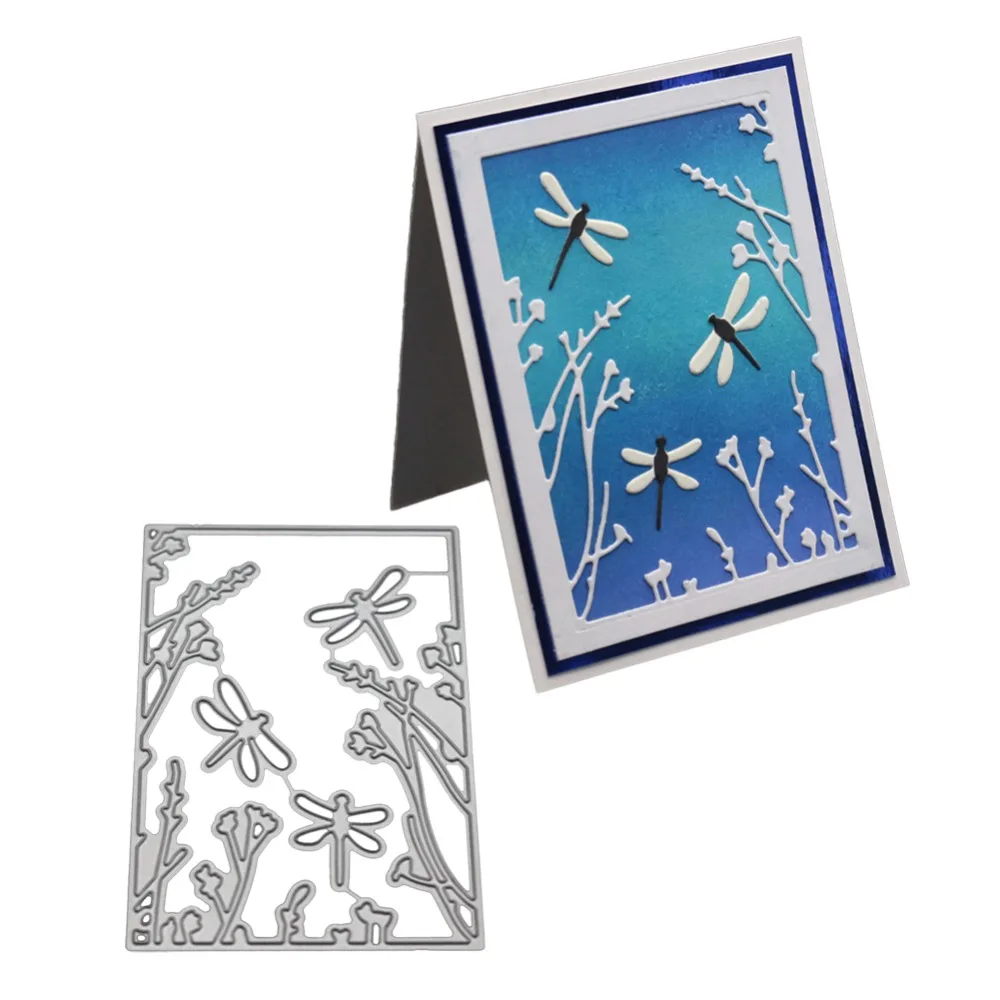 

Dragonfly Metal Cutting Dies Stencil For DIY Scrapbooking Card Making Album Embossing Rectangle Frames Stamps And Dies New 2019
