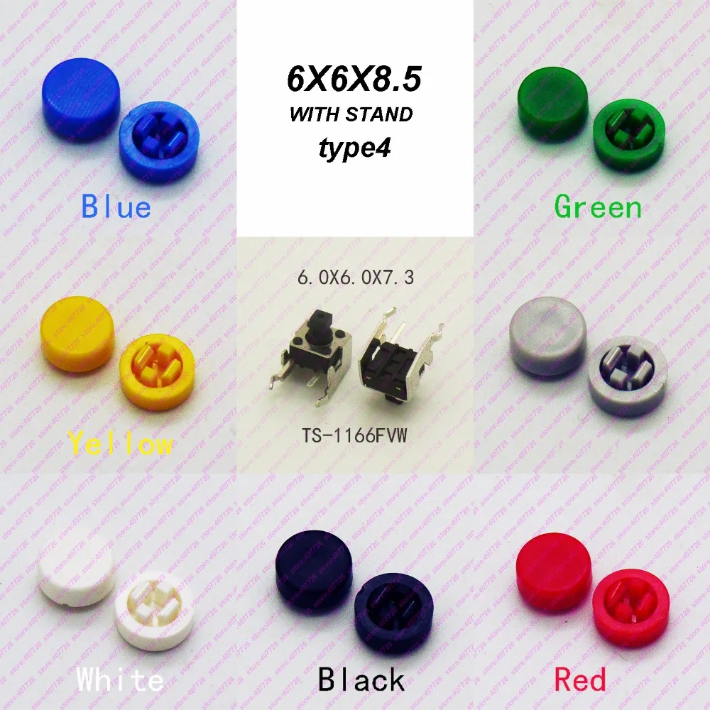 

10PCS 6X6X7.3MM With Cap Dia.8.5mm Horizontal Momentary Tact Button Top Square Head Tactical Keys Switch Mini Push Button