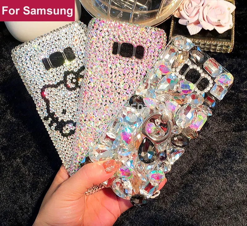 Полный горный хрусталь Алмазный кейс чехол для samsung Galaxy S3 S4 S5 S6 S7 край S8 S9 Plus Note 2 3 4 5