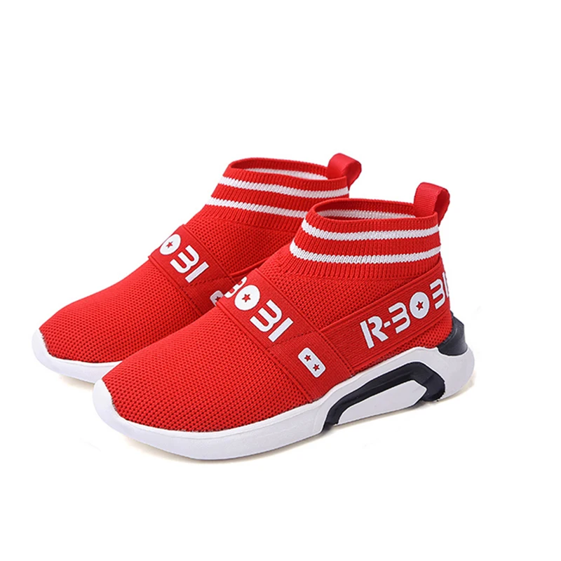 

2018 spring autumn New Arrival Children's sports shoes Boys Girls students Running shoes knitted vamp breathable leisure shoes