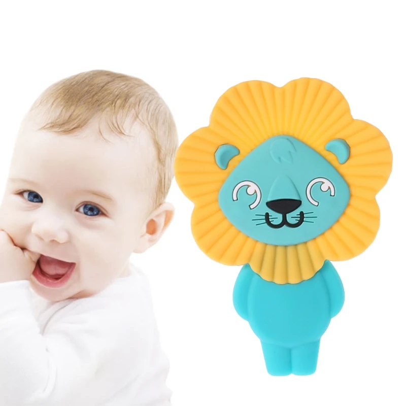 

Baby Silicone Teethers Cute Lion Toys Newborn Chew Teething Pendant Necklace BPA Free DIY Baby Chew Toy Infant Gift