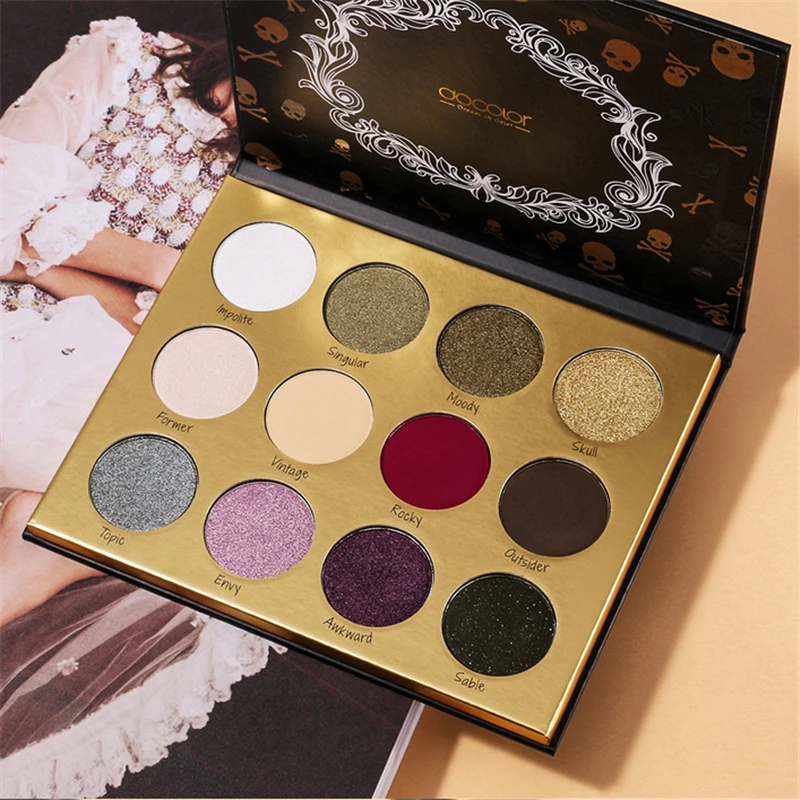 

12Color Glitter Eyeshadow Palette Pressed Matte Pearlescent Eye Shadow MakeUp LongLasting Eye Palette Hua For Beauty Cosmetic