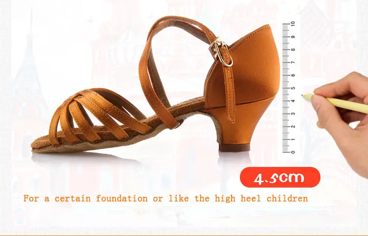 20161031_105043_029Girls Dance shoes Ballroom latin shoes for Children Satin Sports Shoes Deep skin heel 3.5cm Gift bag BD603