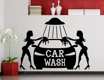 

Car Wash Wall Sticker Sexy Girls Car Washing Logo Auto Service Vinyl Decal Home Interior Decoration Waterproof Wall Decals