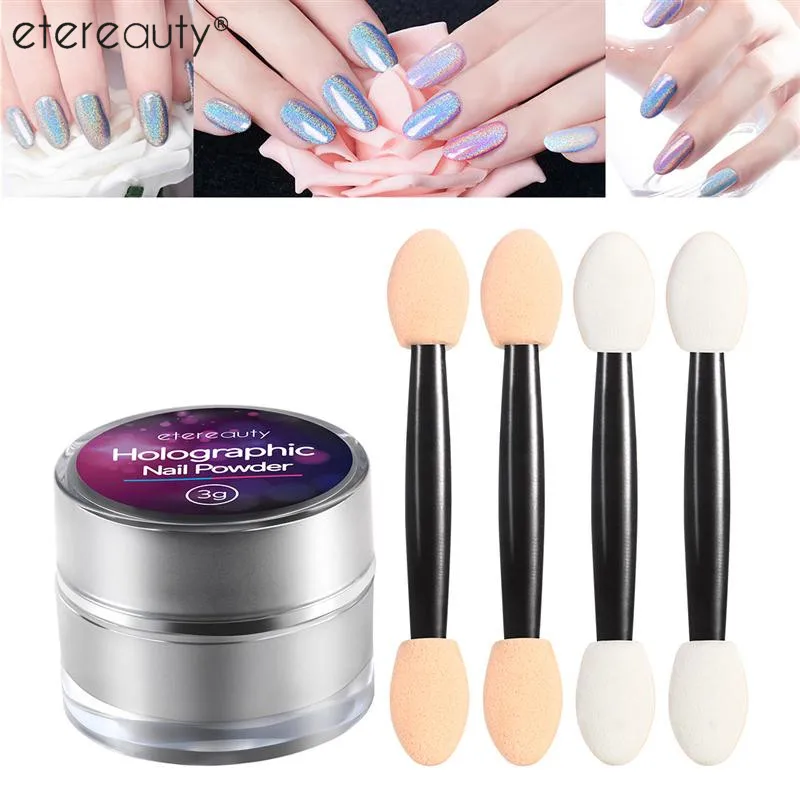 ETEREAUTY Laser Holographic Nail Powder Rainbow Chrome Nail Powder