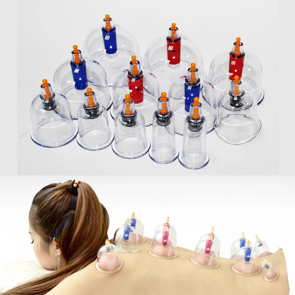 

12 cups medical vacuum cupping apparatus healthy vacuum cupping kit pull out vacuum apparatus therapy relax