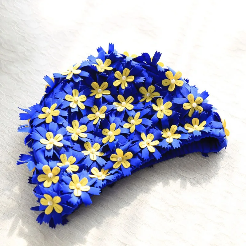 Women Floral Print Pearl Diamond Swimming Cap Surf Hat Sports Swim Pool Shower +Nose Clip Earplugs | Спорт и развлечения