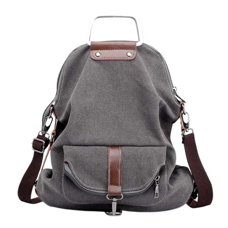 

Vintage Canvas Backpack For Women School College Travel Laptop Portable Rucksack