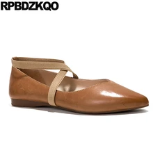 Настоящая кожа женщин Британский стиль Европейская коричневый плоские Остроконечные воловья гладкий обувь настоящая Размер 34 Китайский весна осень Обувь известных марок красивая европейская весенняя отправка капель