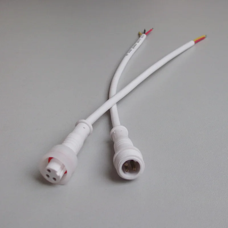 3 Pin UL94V 0 IP65 DC Waterproof Cable LED Light Power Connector Extend