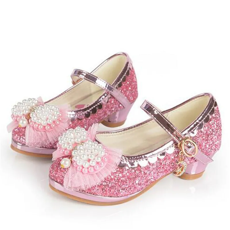 Weonedream/Младенцы Дети принцессы сандалии для девочек Дети Обувь для девочек Свадебные Туфли модельные туфли на высоком каблуке розового и серебристого цвета - Цвет: pink
